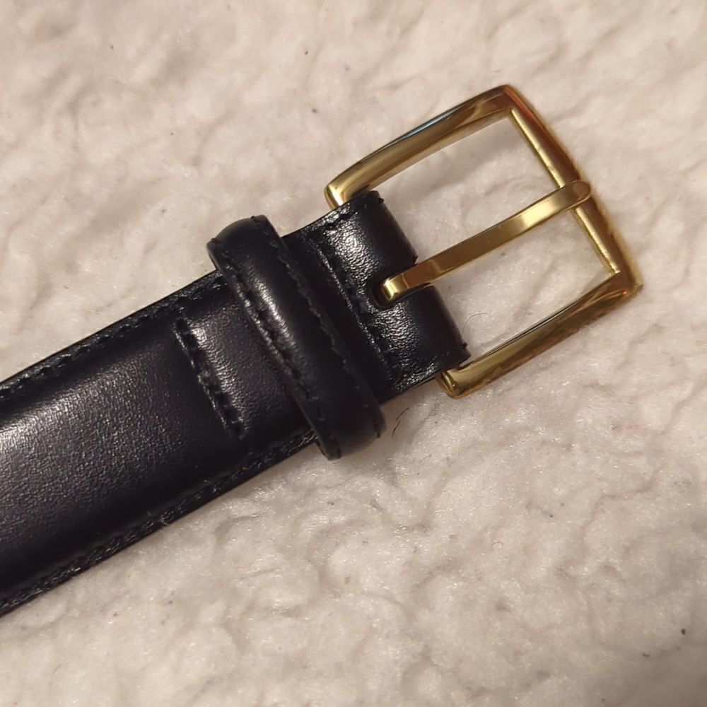 Roundtree & Yorke Men's Black Belt 40 Leather Dress Casual Brass Buckle - Picture 7 of 8